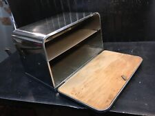 Vintage Beauty Box Lincoln Bread Box White w/ Chrome Finish & Cutting Board MCM picture