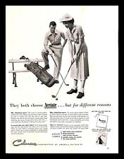 1952 Celanese Acetate Fibers Vintage PRINT AD Clothing Fabrics Woman Golfing 50s picture