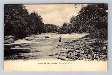 Dolgeville NY-New York, Fishing along the East Canada, c1913 Vintage Postcard picture