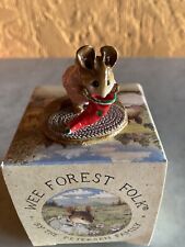 Wee Forest Folk M-142 Chris-Mouse Stocking - Red Stocking - Retired- Pink PJs picture