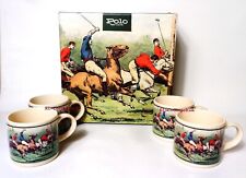 Ralph Lauren Thoroughbred Polo Ponies 4 Coffee Mugs Large 12 Oz. Unused IOB picture
