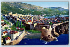 Dubrovnik Croatia Postcard View of Buildings Houses Hills c1910 Unposted picture