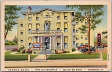 Louisville, Kentucky Postcard SENECA HOTEL Street View / Curteich Linen 1946 picture