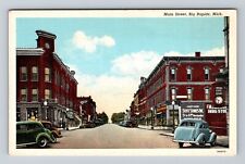Big Rapids MI-Michigan, Main Street, Bank, Drugstore, Vintage Postcard picture