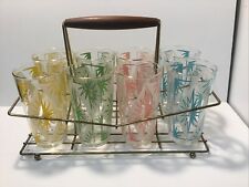 Vintage Glassware Set With Carrier, 1960’s Hazel Atlas Set of 8. starburst picture