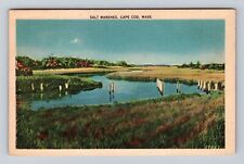 Dennisport MA-Massachusetts, Swan River, Salt Marshes, Vintage c1940 Postcard picture