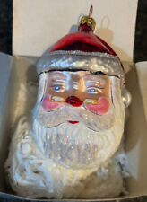 Kurt Adler Polonaise Large Santa Head Glass Ornament in Original Box 4.5