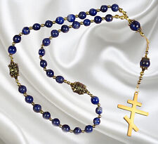 Handmade  Greek Orthodox Rosary, Chotki, Komboskini, Lapis Lazuli Orthodox Cross picture