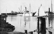 US Life Saving Station Dredge Steamer Ship Manistee Michigan MI Reprint Postcard picture