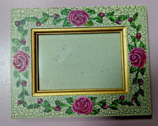 small wood painted roses photo frame shabby cottagecore vintage picture