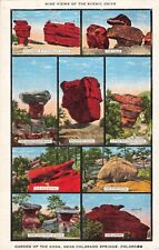 Colorado Springs CO, 9 Views of Scenic Drive, Garden of the Gods, VTG Postcard picture