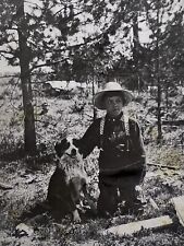 VELOX Diamond Corners RPPC Postcard DOG and BOY Forest Real Photo 1907-1914 picture