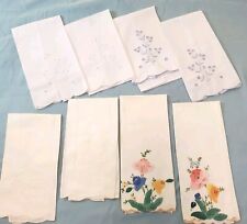 Lot of 8 Vintage Linen & Cotton Napkins Embroidered Applique Eyelet Asstd Styles picture