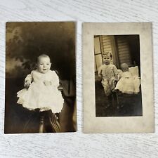 Vintage RPPC Lot of 2 Children Postcards Smiling & Not Smiling AZO 1904-1918 UNP picture
