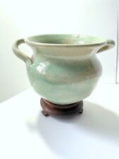 Antique Celadon Green Glazed Jar - Yellow Clay - Flaws  picture