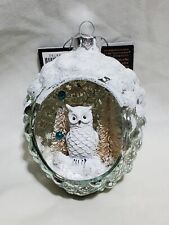 Robert Stanley Glass Christmas 2023 Ornament Aspen Cove Owl in Flocked Pine Cone picture