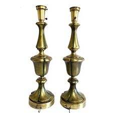 Pair Table Lamp Brass Mid Century Modern Hollywood Regency Urn Trophy 24