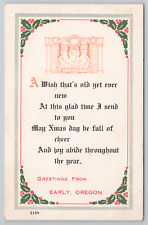 Defunct Town of Early OR c1910 Christmas Postcard Unposted, Addressed to Blalock picture