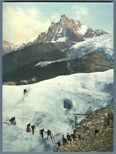 Chamonix Valley. Les Bossons Glaciers. W.K. vintage photochrome. photochro picture