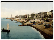 England. Herne Bay. View from Pier, N.W. Vintage Photochrome by P.Z, Photochr picture