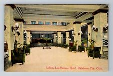 Oklahoma City OK-Oklahoma, Lobby Lee Huckins Hotel, Advertising Vintage Postcard picture