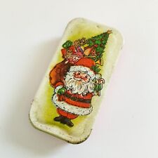 VTG Potpourri Press Christmas Santa Claus Tin Box Sliding Pill Trinket picture