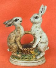 Vaillancourt Folk Art Gorham - Dancing Rabbits with Basket - VFA-3 1987 RARE picture