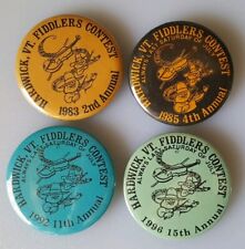 Vintage Hardwick Vermont Fiddlers Contest Pinbacks Lot Of 4 1980s-90s picture