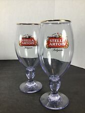 Set Of 2~Stella Artois 12oz Plastic Poolside Chalice/Cup- Clear/Gold Rim~ NEW picture