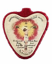 Vintage Catholic Confraternity Precious Blood Red Religious Scapular Medal picture