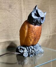 Vintage Amber  Art Glass Owl Lamp  8.5in Tall PERFECT CONDITION picture