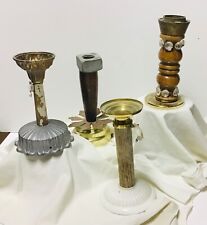 Unique Rustic Repurposed Candle Holders, Lot of 4 picture