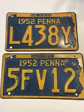 TWO different 1952 PENNSYLVANIA LICENSE PLATES picture