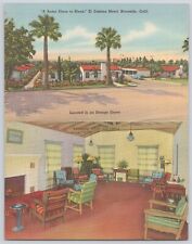 Postcard California Riverside El Camino Motel Fold Out Vintage Linen Unposted picture