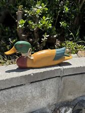 Vintage Hand carved hand painted wooden duck sculpture from Bali-14x6 inches picture