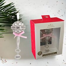 Hallmark Baby's First Christmas 2023 Rattle Ornament Premium Metal Pink 1st picture