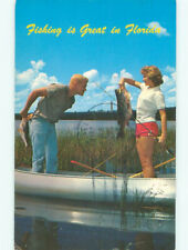 Pre-1980 FLORIDA WOMAN GOES FISHING Postmarked Tarpon Springs by Tampa FL AF5647 picture