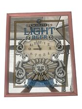 Schlitz Light Beer Special Lager Mirror Clock Works ~21”x17”x2” Vintage Rare picture