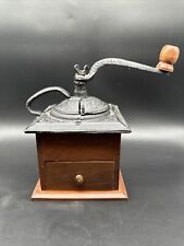 Cast Iron Hand Crank Wooden Coffee Grinder Coffee Bean Mill Farmhouse Decor picture