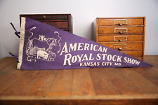 Vintage American Royal Stock Show Kansas City Farm Cow Horse Pig Hog Pennant old picture
