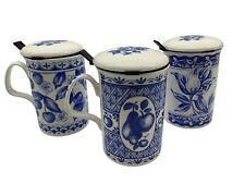 Roy Kirkham 1996 Rhapsody Blue Grapes Bone China Coffee Mug England 4.25” Tall picture