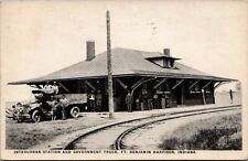 Fort Ft Benjamin Harrison IN~Interurban Trolley Station~WWI Truck~Red Cross~1919 picture