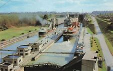 Thorold Ontario Canada Steamships in Twin Flight Locks Welland Canal  Postcard picture