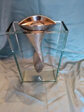Lisa Mori Polished Cast Aluminum and Boxed Glass Twisted Tornado Vase 1980's picture