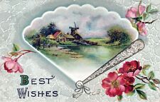 Greetings & Best Wishes Posted Embossed Postcard picture
