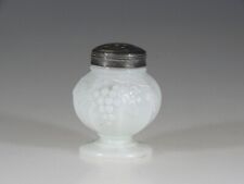 EAPG Victorian Milk Glass Footed Grape & Leaf Salt Shaker c.1895 picture