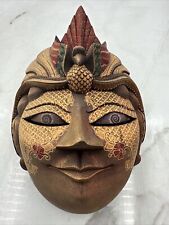 Vtg Javanese Indonesian Folk Art Handpainted Balsa Wood Collectable Wayang Mask picture