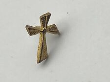 Vintage Gold Tone Religious Cross Lapel Pin Tie Tac A9 picture