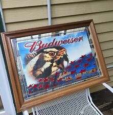 Large Vintage Budweiser Beer Mirror Sign Salutes U.S. Air Force Framed 28