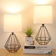 GGOYING Set of 2 Bedside Table Lamp, Black Metal Modern Lamp with White  picture